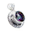 Mystic Quartz Statement Russian 92.5 Silver Solitaire multicolor Pendant