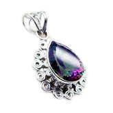 Mystic Quartz Statement Turkish Sterling Silver Solitaire multicolor Pendant
