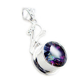 Mystic Quartz Statement Turkish 925 Silver Solitaire multicolor Pendant