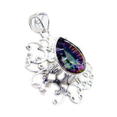 Mystic Quartz Statement Latin American Silver Solitaire multicolor Pendant