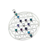 Multi Stone Chunky German Silver multiple Penelope Retro multicolor Pendant Jewelry