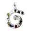 Multi Stone Classic Moroccan 925 Silver Hepta multicolor Pendant