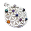 Multi Stone Statement French Silver Navratna multicolor Pendant