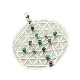 Multi Stone Chunky Italian Sterling Silver multiple Nova Victorian multicolor Pendant Jewellery