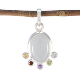 Multi Stone Delicate Moroccan 92.5 Silver Hexa multicolor Pendant