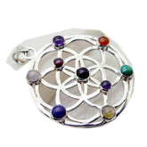 Multi Stone Statement Italian Sterling Silver multiple Teresa Art-Deco multicolor Pendant Jewellery