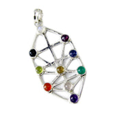 Multi Stone Essential American Sterling Silver Hepta Nova Heart multicolor Pendant Jewellery