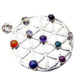 Multi Stone Statement Italian 925 Silver Navratna Grace Geometric multicolor Pendant Jewelry