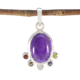 Multi Stone Delicate Mexican 92.5 Silver Hexa multicolor Pendant