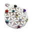 Multi Stone Statement Italian 925 Silver Navratna multicolor Pendant