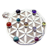 Multi Stone Statement Italian 925 Silver Navratna Harper Retro multicolor Pendant Jewelry