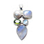 Multi Stone Chunky American 92.5 Silver Penta multicolor Pendant