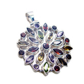 Multi Stone Chunky Egyptian Sterling Silver multiple Teresa Boho multicolor Pendant Jewellery
