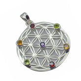 Multi Stone Statement Italian 925 Silver multiple Lily Vintage multicolor Pendant Jewelry