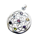 Multi Stone Statement French 92.5 Silver multiple multicolor Pendant