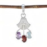 Multi Stone Featherlight Turkish Silver Trilogy multicolor Pendant