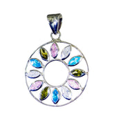 Multi Stone Featherlight Russian 92.5 Silver multiple multicolor Pendant