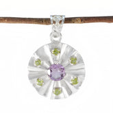 Multi Stone Statement Russian Silver multiple multicolor Pendant