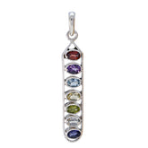 Multi Stone Tiny Mexican 925 Silver Hepta multicolor Pendant