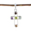 Multi Stone Whisper-thin Russian Silver quarter multicolor Pendant