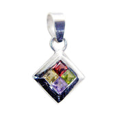 Multi Stone Whisper-thin Turkish Silver quarter multicolor Pendant