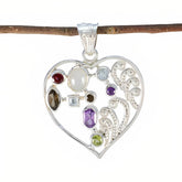 Multi Stone Statement Turkish Sterling Silver multiple multicolor Pendant