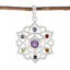 Multi Stone Eye-catching Moroccan 92.5 Silver Hepta multicolor Pendant