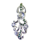 Multi Stone Edgy African Silver multiple multicolor Pendant