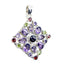 Multi Stone Chunky American 92.5 Silver multiple multicolor Pendant