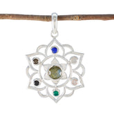 Multi Stone Classic American 92.5 Silver Hepta multicolor Pendant