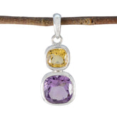 Multi Stone Whisper-thin Mexican Sterling Silver Toi et Moi multicolor Pendant