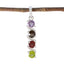 Multi Stone Delicate Moroccan Silver quarter multicolor Pendant