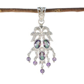 Federleichter Anhänger aus afrikanischem Silber mit mehreren Steinen und mehreren Farben