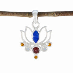 Multi Stone Dainty Russian Silver Hepta multicolor Pendant