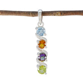 Multi Stone Delicate Russian 92.5 Silver quarter multicolor Pendant