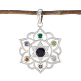 Multi Stone Classic Mexican Sterling Silver Hepta multicolor Pendant