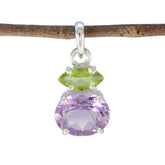 Multi Stone Delicate Latin American Sterling Silver Toi et Moi multicolor Pendant