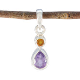 Multi Stone Minimalist Korean Silver Toi et Moi multicolor Pendant