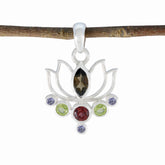 Multi Stone Dainty Egyptian 925 Silver Hepta multicolor Pendant