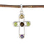 Multi Stone Dainty Moroccan Silver quarter multicolor Pendant
