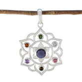 Multi Stone Classic Latin American 925 Silver Hepta multicolor Pendant