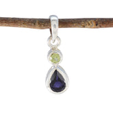 Multi Stone Minimalist Japanese Sterling Silver Toi et Moi multicolor Pendant