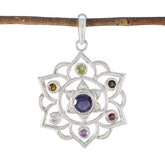 Multi Stone Classic Russian 92.5 Silver Hepta multicolor Pendant