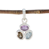 Multi Stone Elegant Korean 92.5 Silver Trilogy multicolor Pendant