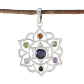 Multi Stone Classic Moroccan Silver Hepta multicolor Pendant