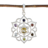 Multi Stone Classic Egyptian Sterling Silver Hepta multicolor Pendant