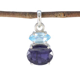 Multi Stone Delicate Turkish Sterling Silver Toi et Moi multicolor Pendant