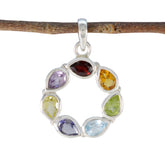 Multi Stone Dainty American Sterling Silver Hepta multicolor Pendant