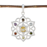 Multi Stone Classic Turkish 925 Silver Hepta multicolor Pendant