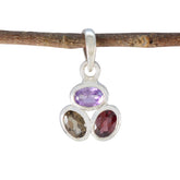 Multi Stone Elegant Japanese 925 Silver Trilogy multicolor Pendant